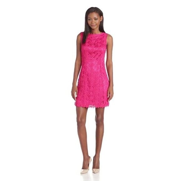 NWT Tahari Kimber Lace Dress in Cherry Jam Red Pink 12 - Picture 1 of 4